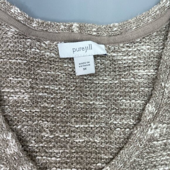 Pure J Jill Knit Tunic Sweater V Neck Stretch Beige Tan Womens 3X - Picture 4 of 9